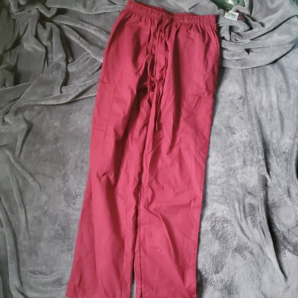 Wine-colored unisex scrub pants